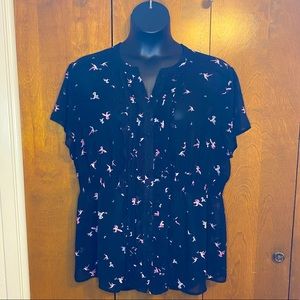 Torrid Hummingbird Ruffled Button Front Blouse